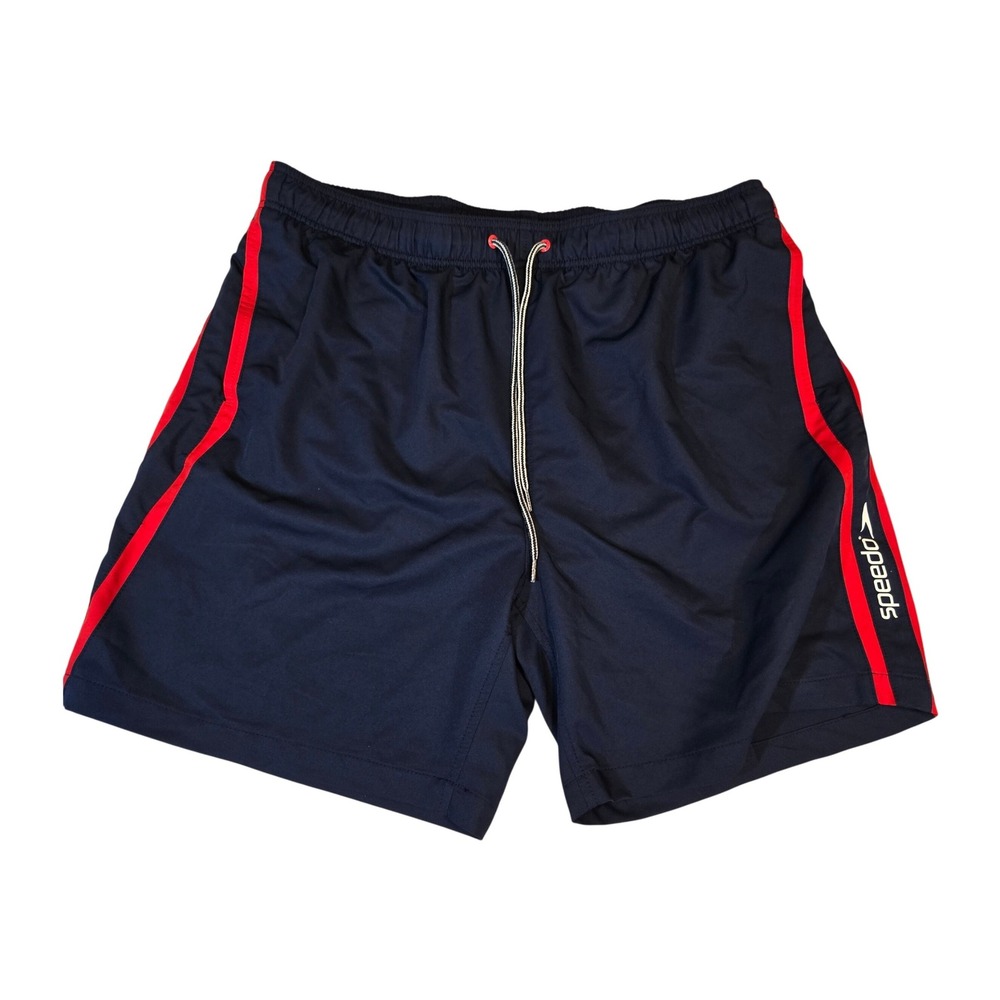 Speedo Mens Red Stripe Swim Trunks Polyester Sporty XXL